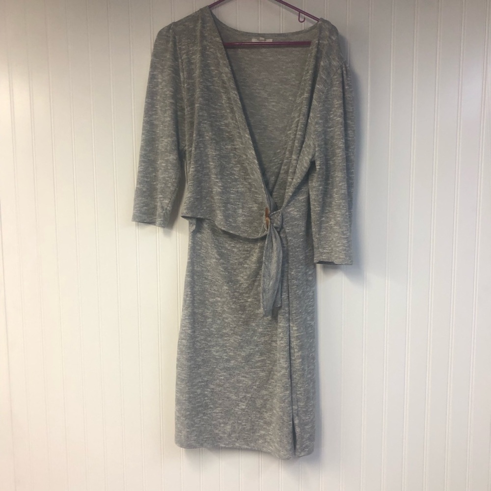 Maurices Gray Wrap Top Sweater Dress VNeck XL